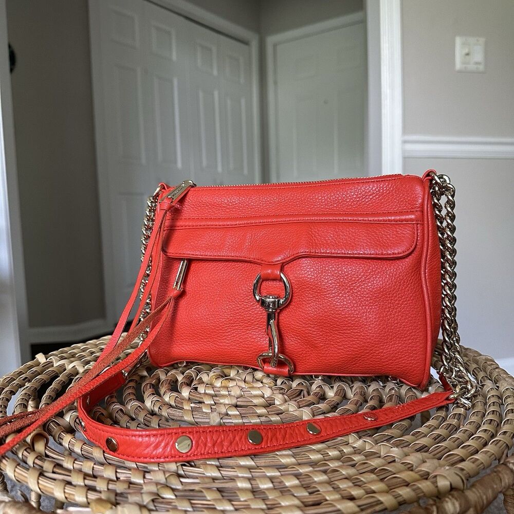 Rebecca Minkoff Mini MAC Clutch -- Fire Engine Red & Gold Crossbody - EXCELLENT